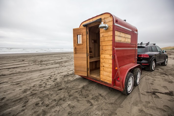 A Portable Beachside Sauna Experience