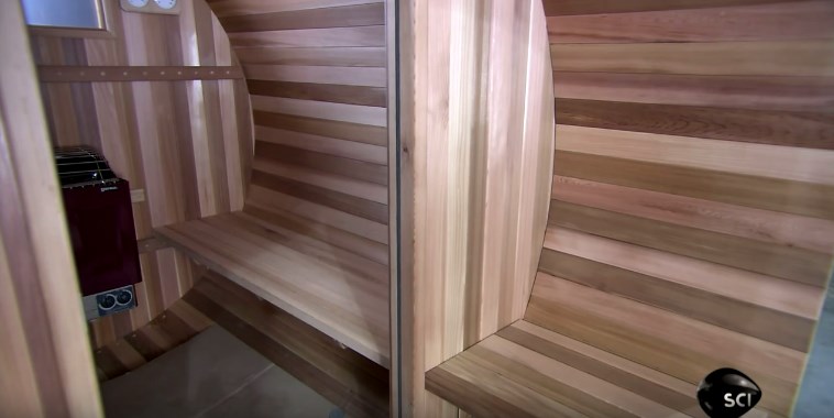 Benches Are Installed Inside The Sauna