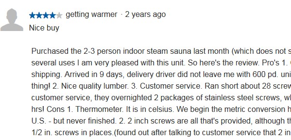 Costco Review For A Sauna